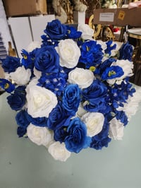 Image 5 of Royal blue and white flower balls 40 cm for rent only 