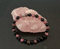 Image 4 of 18cm Black Lace Rhodonite & Black Agate Gemstone Bracelet 