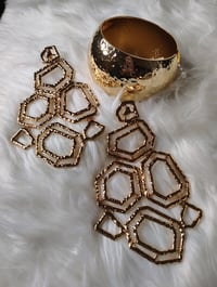 Image 2 of GEO GOLD EARRING AND BRACELET SET