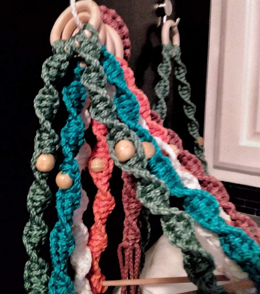 Image of Colorful Paper Towel Holder, Boho Kitchen Hanger, Macrame