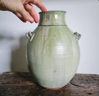 Image 1 of Handled Vase in matte JADE