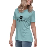 Image 10 of Women's Relaxed T-Shirt, Dog Mom T-Shirt | Paw Print Dog Lover Script Graphic Tee