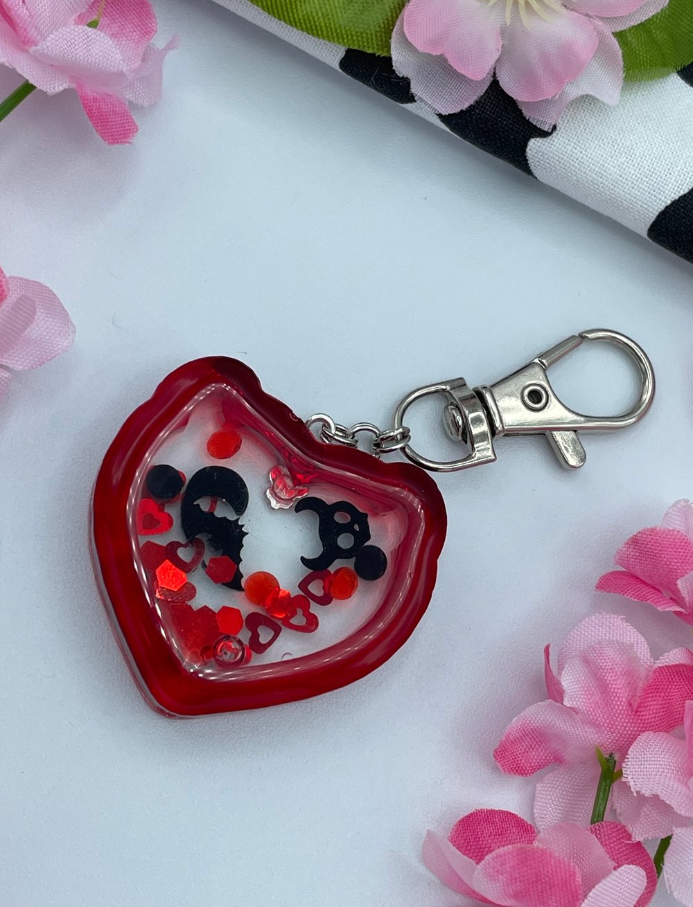 Image of Keychain - Solid Red Devil Heart ✨ oopsie item ✨