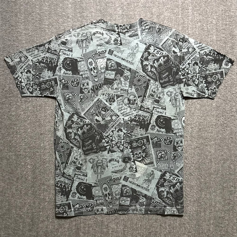 Image of 1990s Grn Apple Punk Rock Flyers Aop Graphic Tee (M)