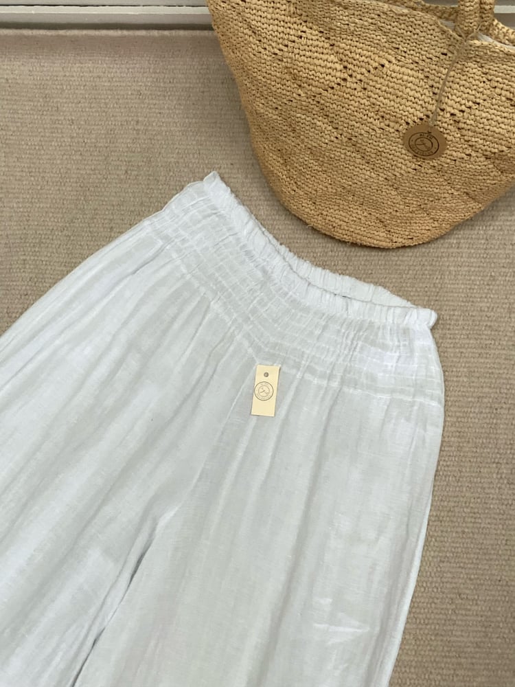 Image of Pantalon en lin Palazzo Blanc