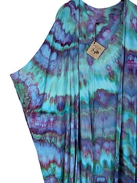 Image 3 of M/L Long Woven Kimono in Mermaid Watercolor Ice Dye