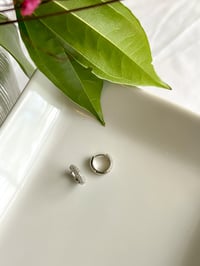 Image 3 of Small Sterling Silver Quartz Hoops 