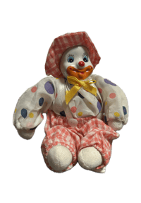 Image 1 of Vintage Plaid Clown Doll (pink)