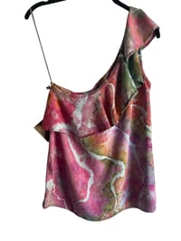 Image 7 of ♻️ UPCYCLED S One Shoulder Woven Top in Tropical Geode Ice Dye