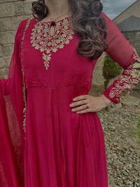 Image 5 of Cherry red anarkali