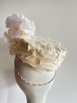 Image of Cream fabric covered pillbox
