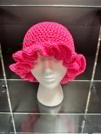 Image 1 of crochet bucket hat with wavy brim S