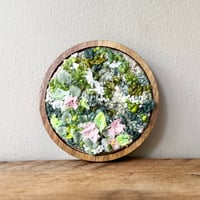Image 2 of Mini Framed Circle Of Stitch -Pinks and Greens