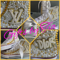 Image 1 of Blinged Canvas High-Top Sneakers