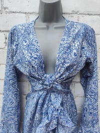 Image 9 of Wrap Dress- Henna Blue m-l