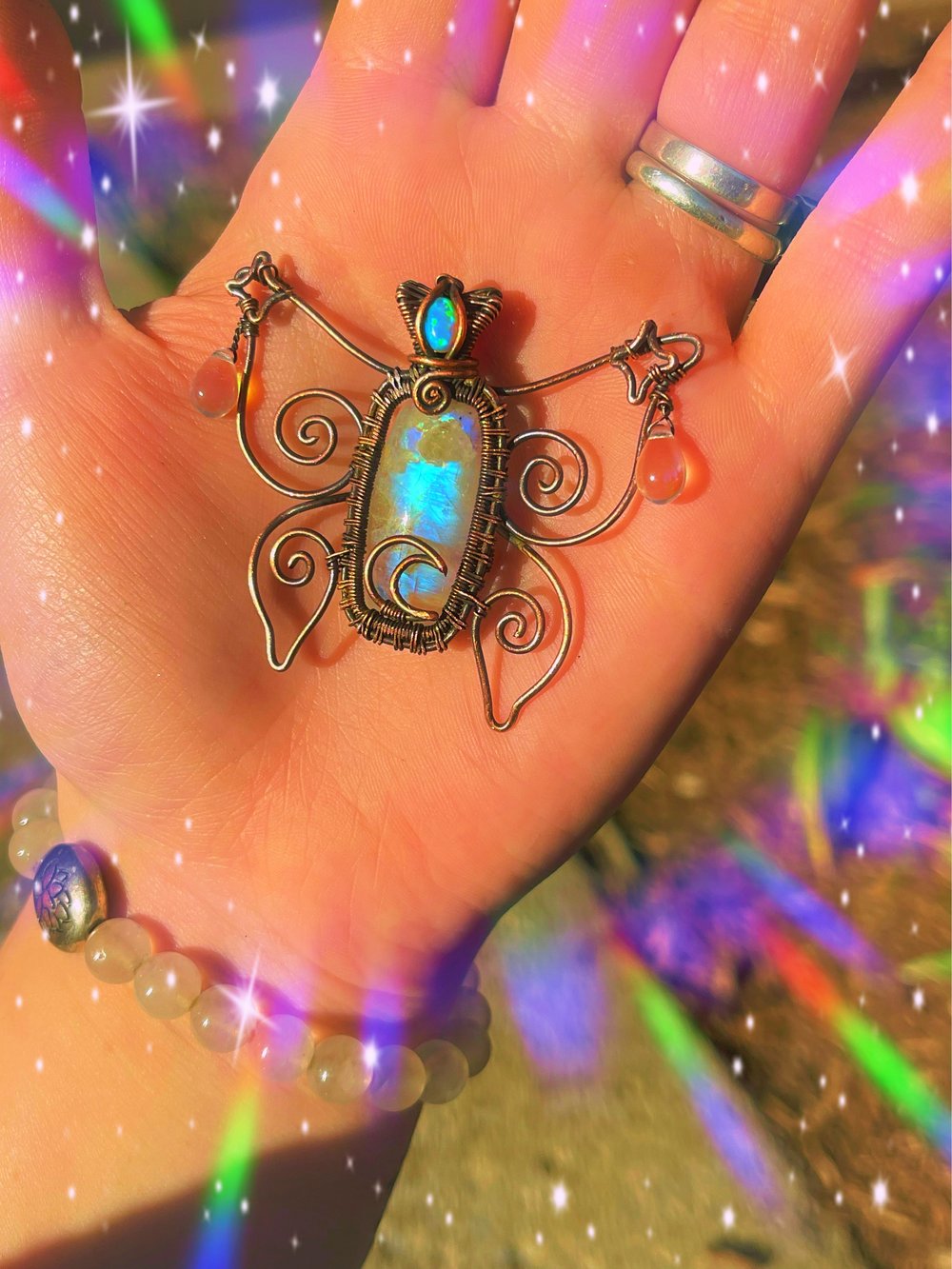 Moonstone Moon Butterfly Pendant 🦋