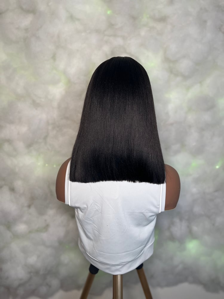Image of FUN STEAL: Reshine Hair Layered Cut Bob Yaki straight Wig 9x6 T Part 12 inches 