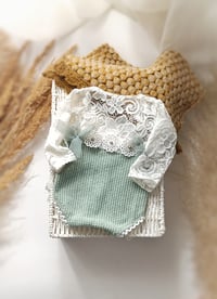 Image 1 of Newborn Bodysuit Photo Prop – Sienna (Sage & Off White)