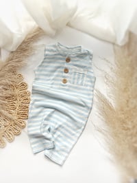 Image 1 of Baby Boy Onesie for Sitter Photoshoot | Jeremy | 12 months | blue stripes