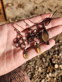 Image 2 of Chain-mail Flower of life earring pendant set