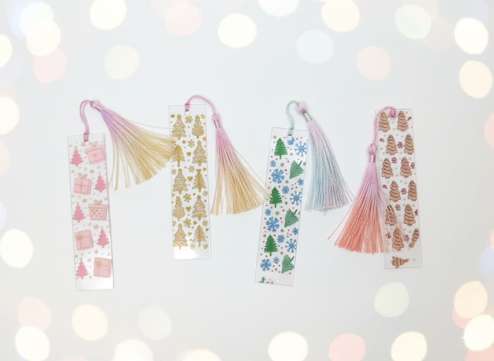 Image of Holiday Printed Bookmark w tassels
