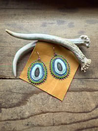 Image 1 of Beaded Caribou Antler slice Earrings