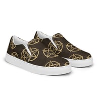 Image 1 of All Over Gold/Plack Pentagram Print Men’s Slip-On Canvas Shoes