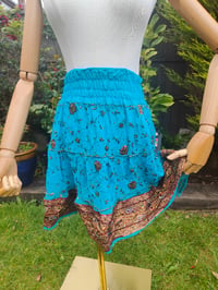 Image 1 of Boho sari beach skirt - Turquoise jewel