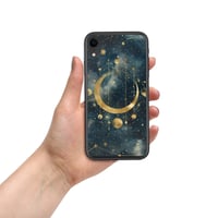 Image 1 of Blue and Gold Celestial Moons Design Clear Case for iPhone®