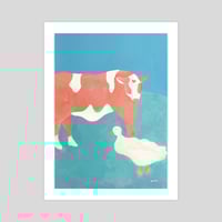 Image 2 of Bubblegum Cow and Goose Print