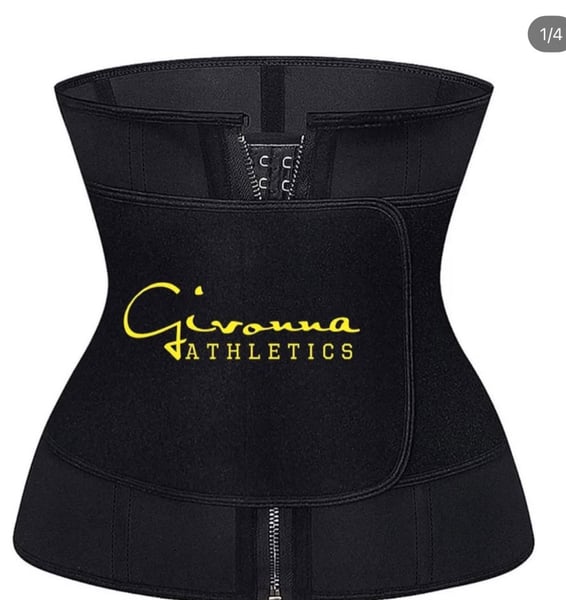 Image of double strap  sauna waist trainer with zipper 