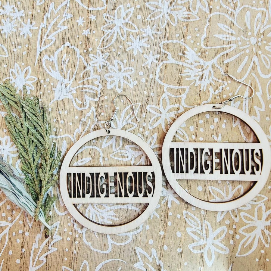 Image of Wooden indigenous earrings 