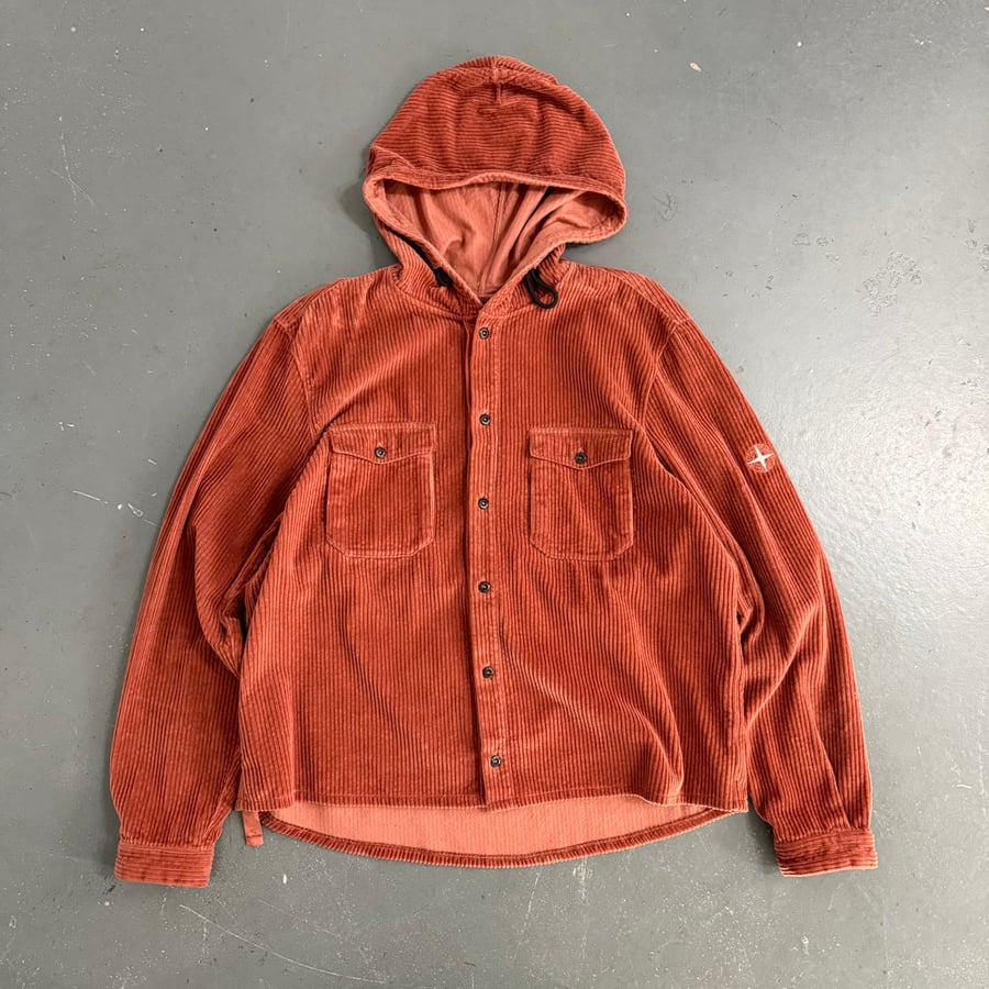 Image of AW 2019 Stone Island Needle Corduroy Hooded Overshirt , Size XL