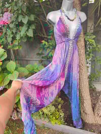 Image 3 of Mykonos tie dye jewelled jumpsuit - lilac purples