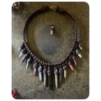 Image 2 of The Empress Necklace - Mixed Jaspers and Dark Brown Leather Trois