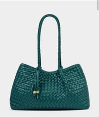 Image 4 of Katie Loxton Palm Green Nova Hand Woven Small Shoulder Tote 