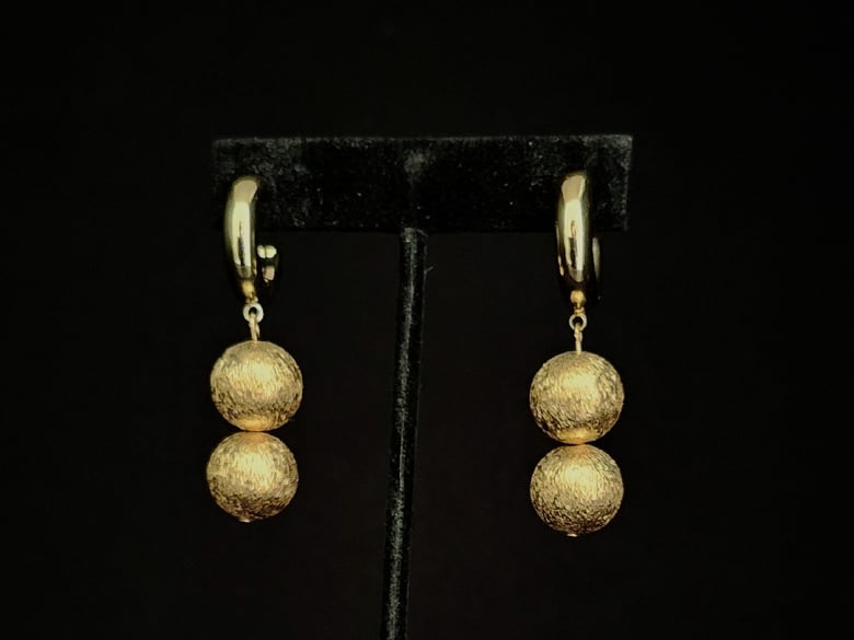 Image of Gold Double Ball Pierced Earrings 