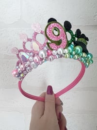 Image 2 of half pink half green wicked tiara