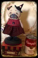 Pug Folk Art Witch dog on candy box creation