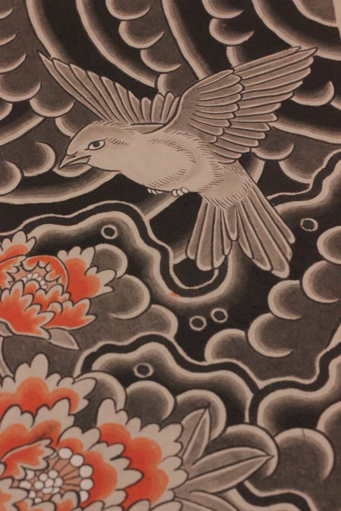 Peonies and bird painting 
