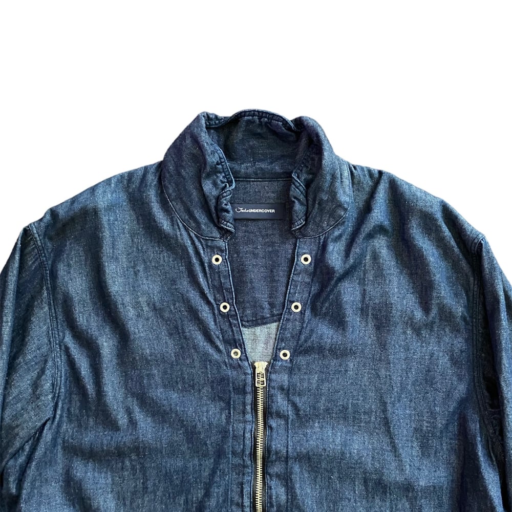 John Undercover Indigo Dyed Quarter Zip Over Shirt 