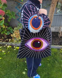 Image 9 of Wanderlust - Velvet evil eye protection jacket - Navy blue 6-14 uk