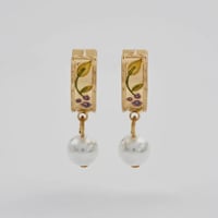 Image 1 of Fable Blackberry Bramble & Pearl Drop Earrings