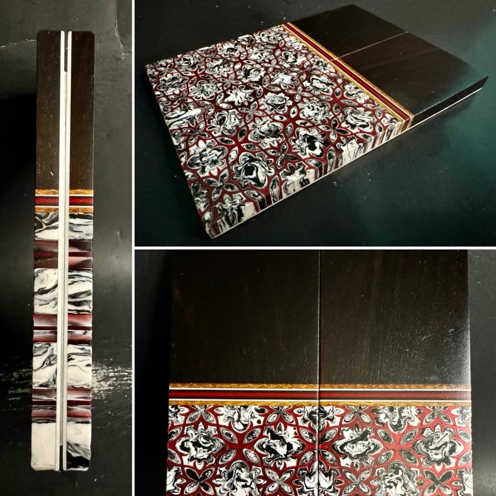 Image of African Blackwood & Red @Kaoticartworks Resin Segmented Knife Scales