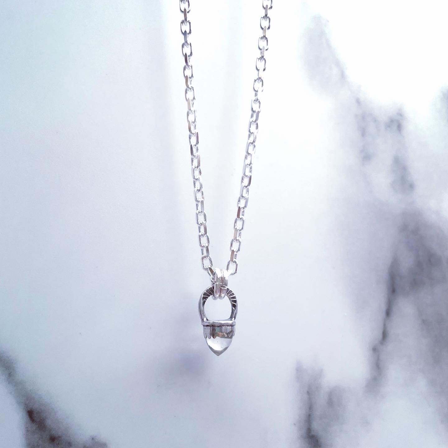 Image of Handmade Sterling Silver Clear Quartz Bullet Point Pendant 925