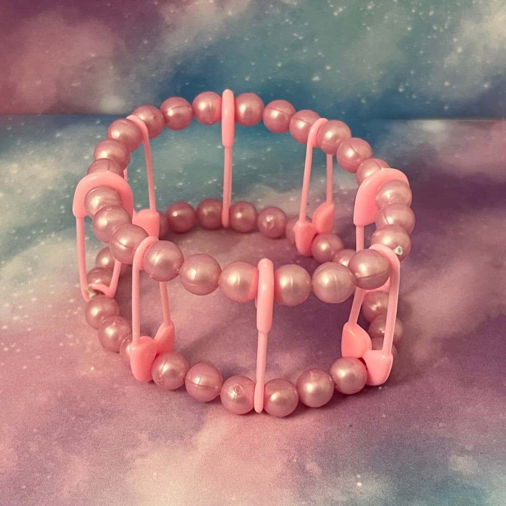 Image of Safety Pin Kandi Cuff Bracelet