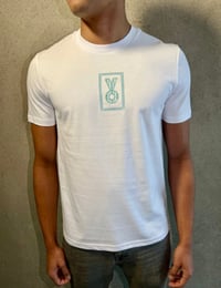 Image 2 of "Pattern" Tee "White/Neon Blue”