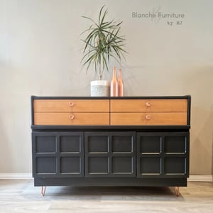 Image of Gorgeous Nathan Square Sideboard in Ash Grey with Copper Accessories