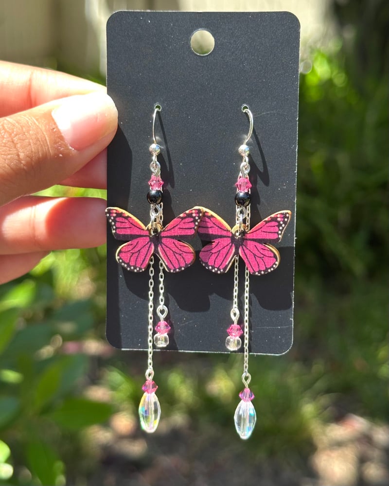 Image of wood butterfly dangles