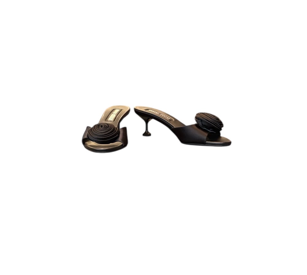 Image of Miu Miu Size 37 Satin Slides 1010-97
